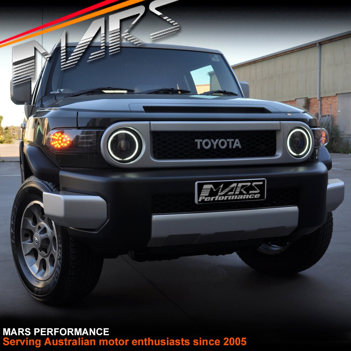 Black High Power LED Angel Eyes Dual Beam Projector Head Lights for Toyota FJ - Cruiser 2006 - 2022 - Mars Performance