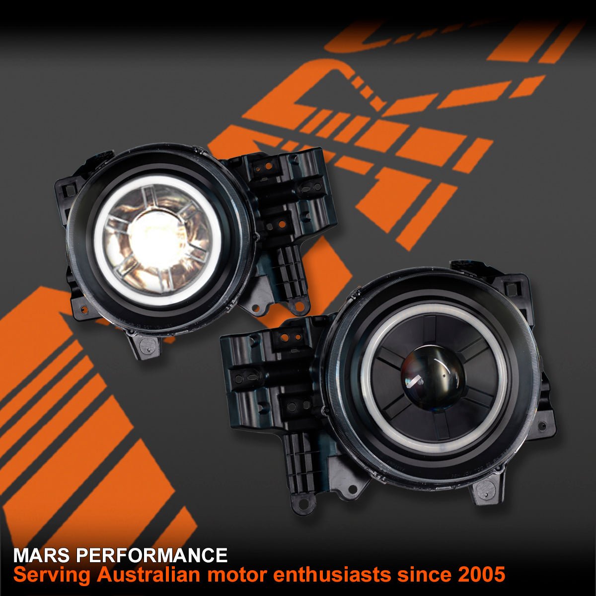 Black High Power LED Angel Eyes Dual Beam Projector Head Lights for Toyota FJ - Cruiser 2006 - 2022 - Mars Performance