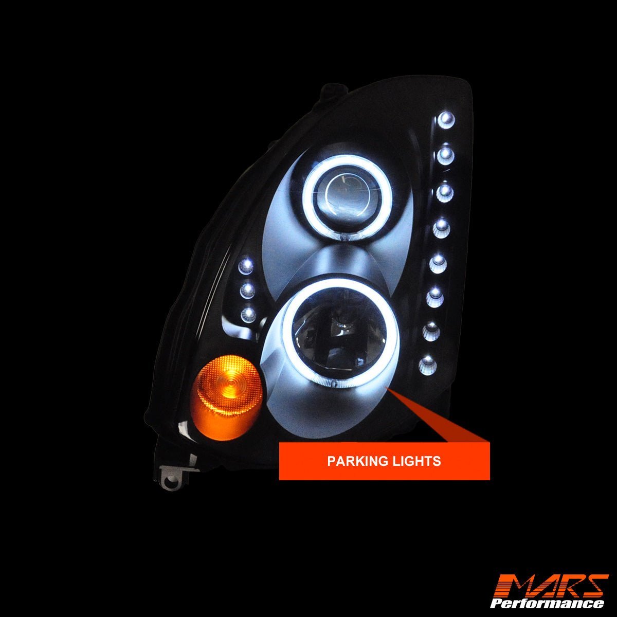 Black High Power LED DRL & Angel Eyes Projector Head Lights for Nissan & Infiniti G35 V35 Coupe 2003 - 2008 - Mars Performance