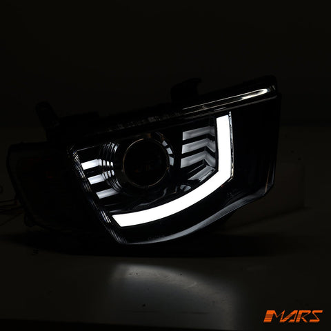 Black High Power LED DRL Projector Head Lights for Mitsubishi Triton ML MN 2006 - 2015 - Mars Performance