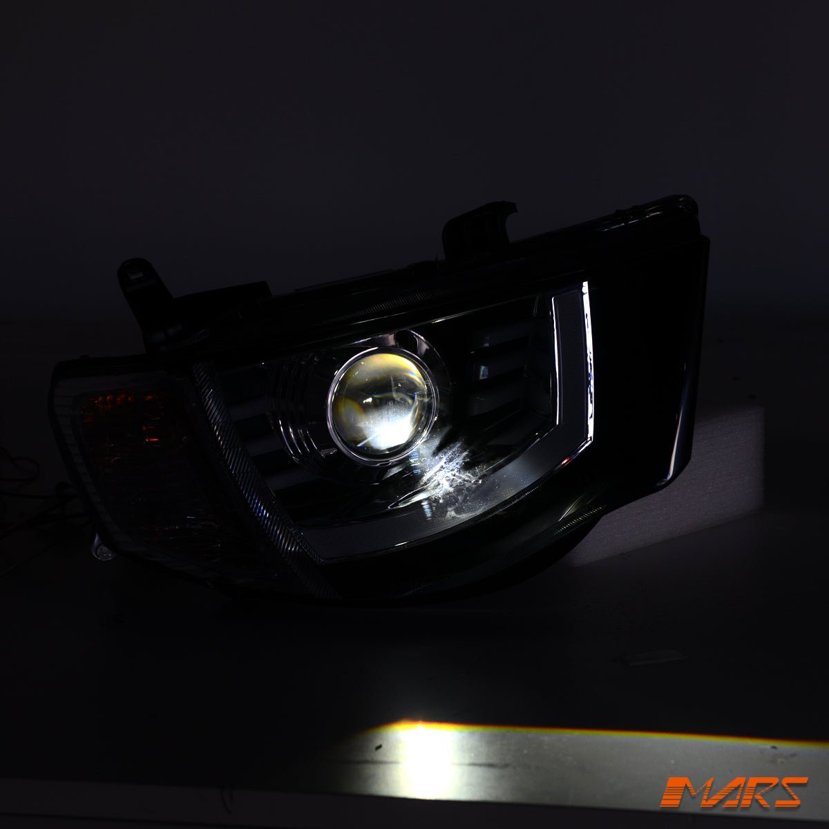 Black High Power LED DRL Projector Head Lights for Mitsubishi Triton ML MN 2006 - 2015 - Mars Performance