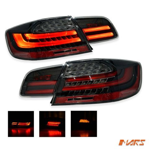 Black LCI Update Style 3D Stripe Bar LED Tail Lights for BMW 3 - Series E92 Coupe & M3 2006 - 2013 - Mars Performance