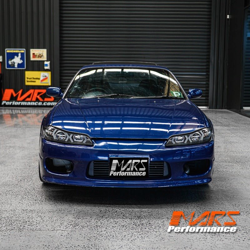 Black LED 3D DRL Stripe Bar Projector Head lights with LED Indicators for Nissan 200SX S15 - Mars Performance