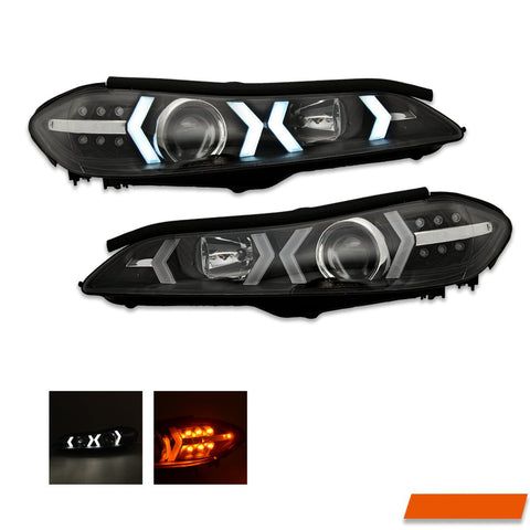 Black LED 3D DRL Stripe Bar Projector Head lights with LED Indicators for Nissan 200SX S15 - Mars Performance