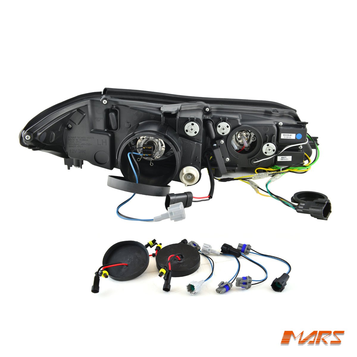 Black LED 3D DRL Stripe Bar Projector Head lights with LED Indicators for Nissan 200SX S15 - Mars Performance