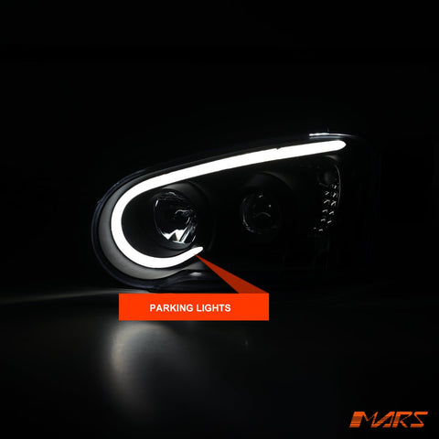 Black LED 3D Stripe DRL & Projector Head Lights for Subaru Impreza 2003 - 2005 Sedan & Wagon - Mars Performance