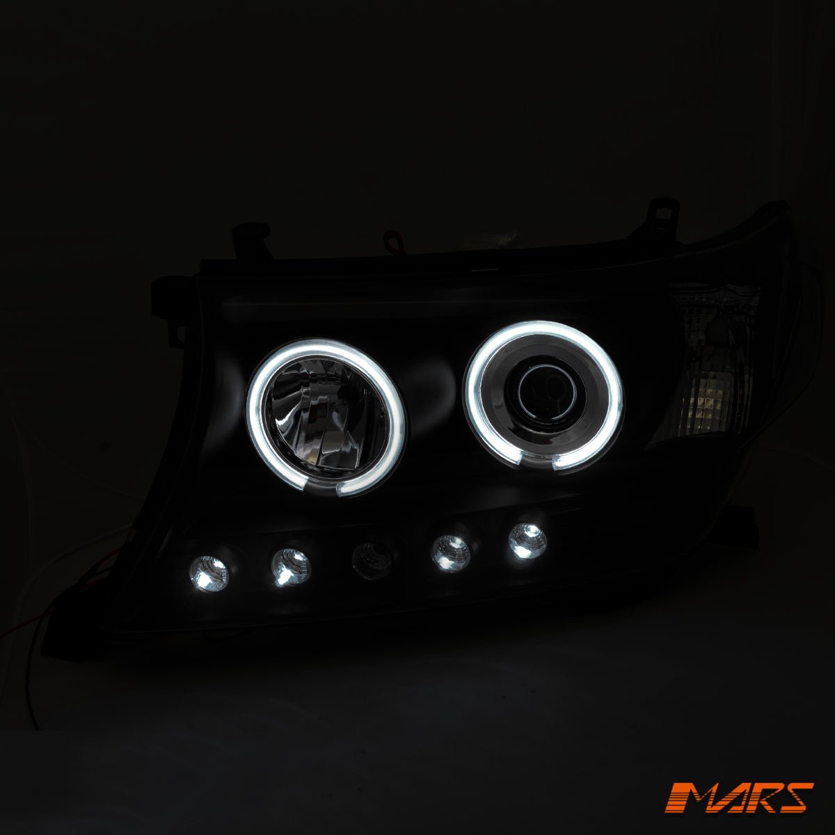 Black LED DRL & CCFL Angel Eyes Projector Head Lights for Toyota LANDCRUISER 200 Series LC200 FJ200 2007 - 2015 - Mars Performance
