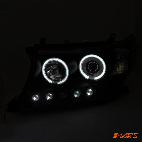Black LED DRL & CCFL Angel Eyes Projector Head Lights for Toyota LANDCRUISER 200 Series LC200 FJ200 2007 - 2015 - Mars Performance