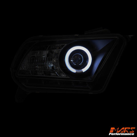 Black LED DRL & CCFL Projector Angel Eyes Head Lights for Ford Mustang 2010 - 2012 - Mars Performance