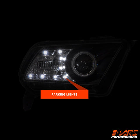 Black LED DRL & CCFL Projector Angel Eyes Head Lights for Ford Mustang 2010 - 2012 - Mars Performance