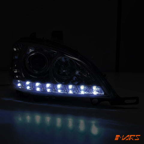 Black LED DRL Day Time Projector Head Lights for Mercedes - Benz ML W163 1998 - 2001 - Mars Performance