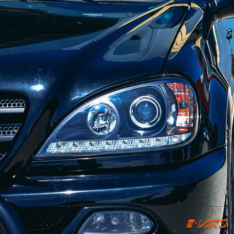 Black LED DRL Day Time Projector Head Lights for Mercedes - Benz ML W163 1998 - 2001 - Mars Performance
