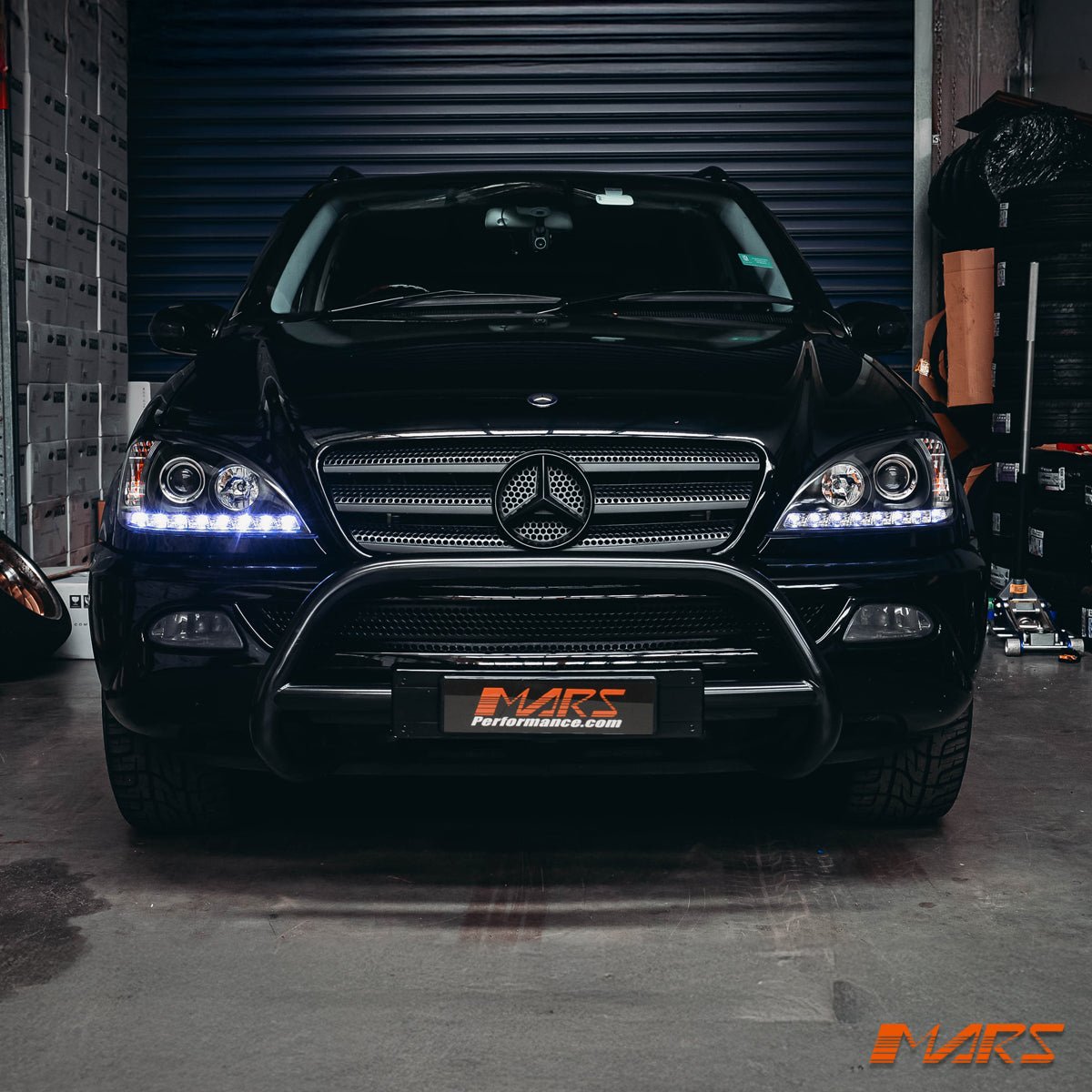 Black LED DRL Day Time Projector Head Lights for Mercedes - Benz ML W163 1998 - 2001 - Mars Performance