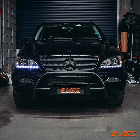 Black LED DRL Day Time Projector Head Lights for Mercedes - Benz ML W163 1998 - 2001 - Mars Performance