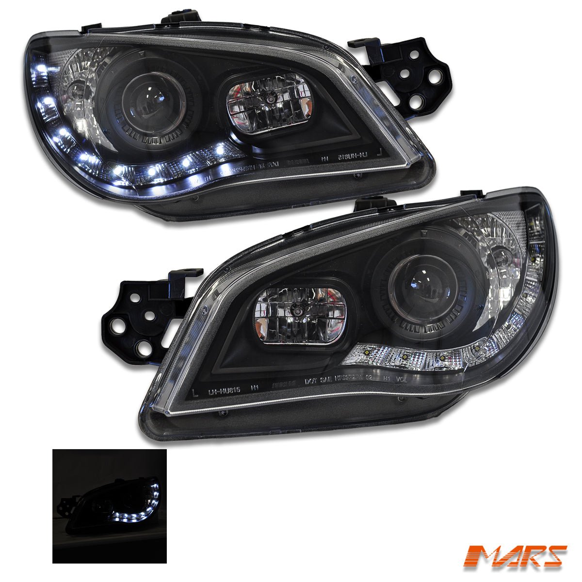 Black LED DRL Day - Time Projector Head Lights for Subaru Impreza 2005 - 2007 - Mars Performance