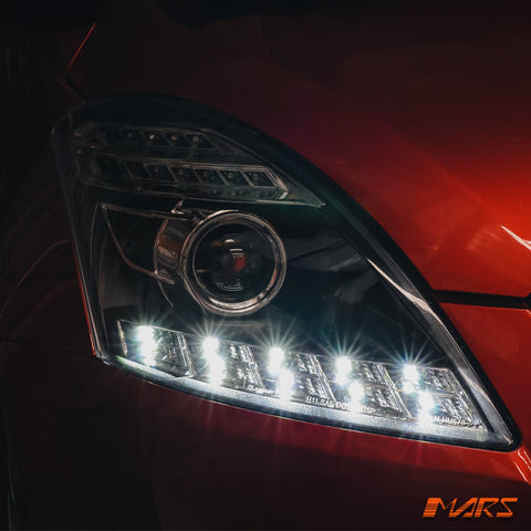 Black LED DRL Dual Beam Projector Head Lights for Suzuki Swift 2011 - 2017 - Mars Performance