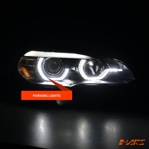 Black LED DRL projector Head Lights for BMW X - Series X5 E70 - Suit Stock Xenon / AFS Model only - Mars Performance