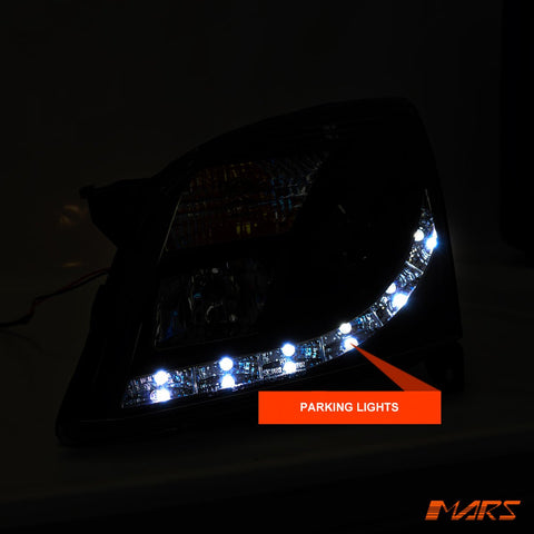 Black LED DRL Projector Head Lights for Holden Vectra ZC 2002 - 2005 - Mars Performance