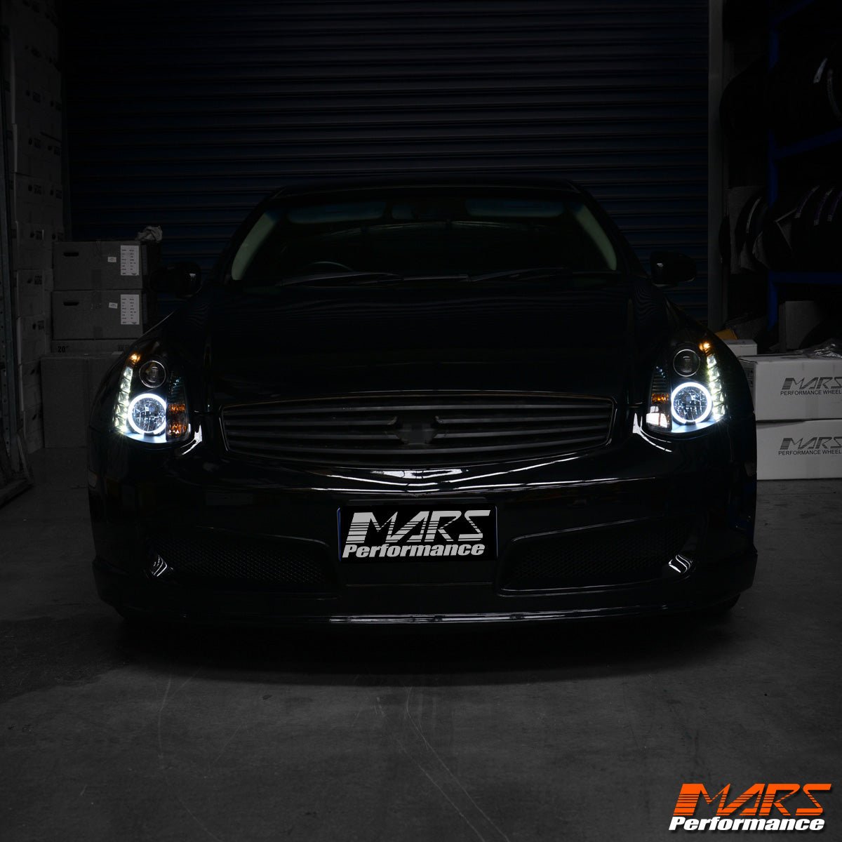 Black LED DRL Projector Head Lights for Nissan & Infiniti G35 V35 Coupe 2003 - 2008 - Mars Performance