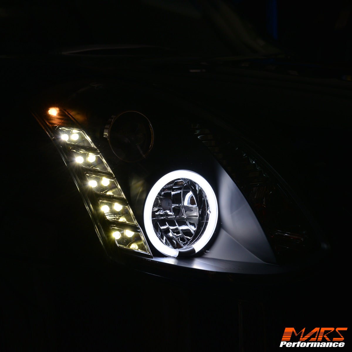 Black LED DRL Projector Head Lights for Nissan & Infiniti G35 V35 Coupe 2003 - 2008 - Mars Performance