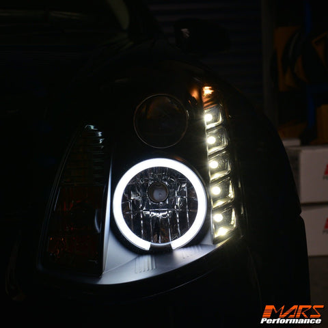 Black LED DRL Projector Head Lights for Nissan & Infiniti G35 V35 Coupe 2003 - 2008 - Mars Performance