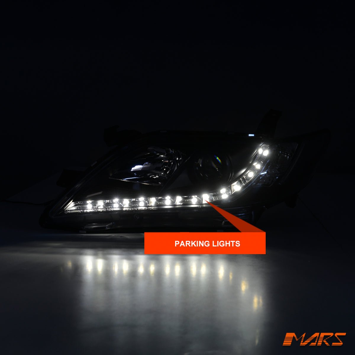 Black LED DRL Projector Head Lights for Toyota Camry 2006 - 2009 - Mars Performance
