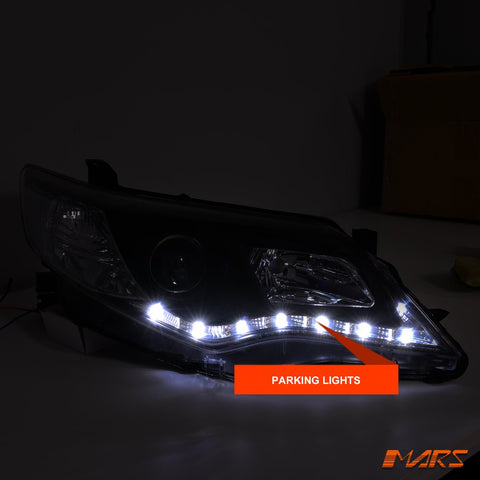 Black LED DRL Projector Head Lights for Toyota Camry 2012 - 2015 - Mars Performance