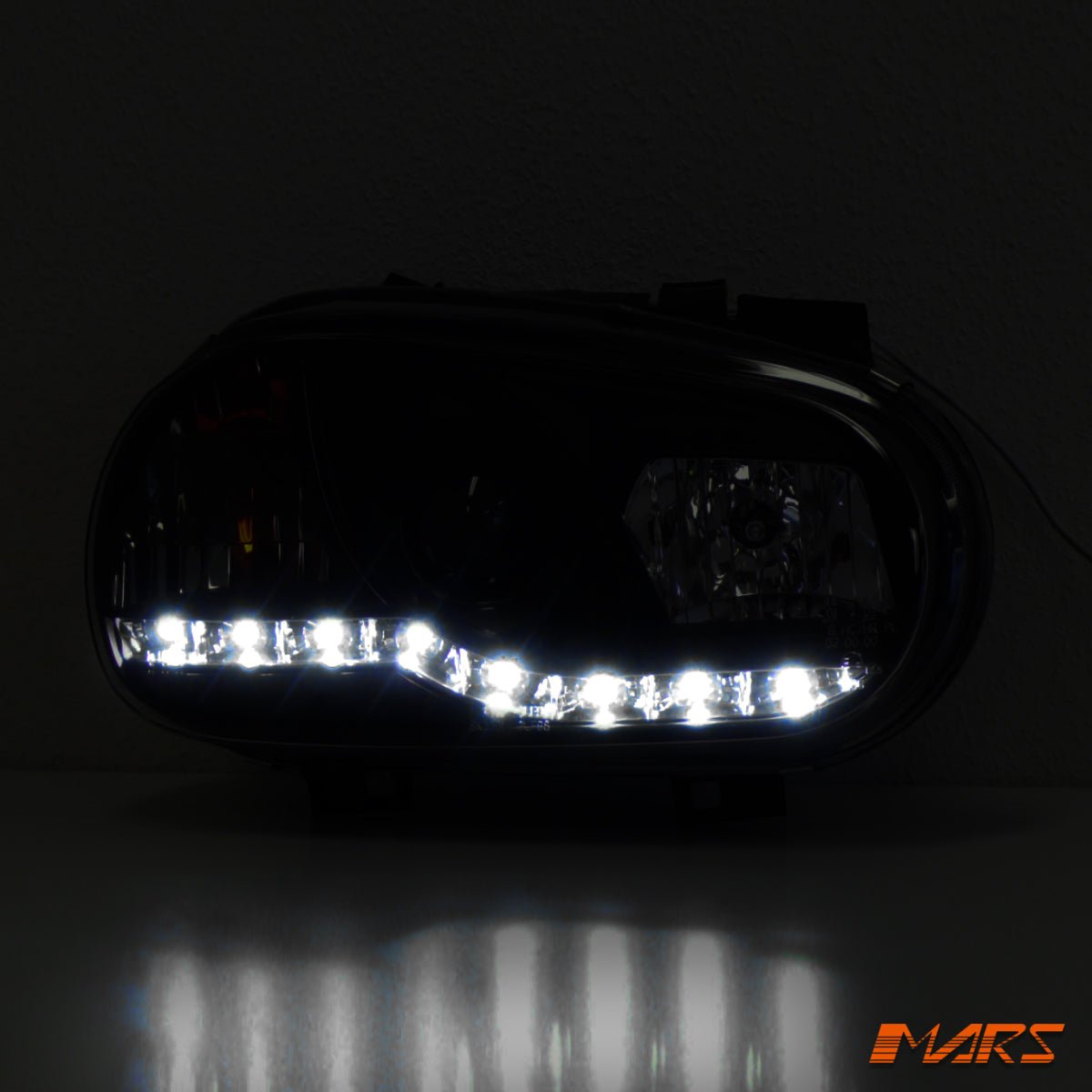Black LED DRL Projector Head Lights for VolksWagen Golf IV MK - 4 1999 - 2004 - Mars Performance