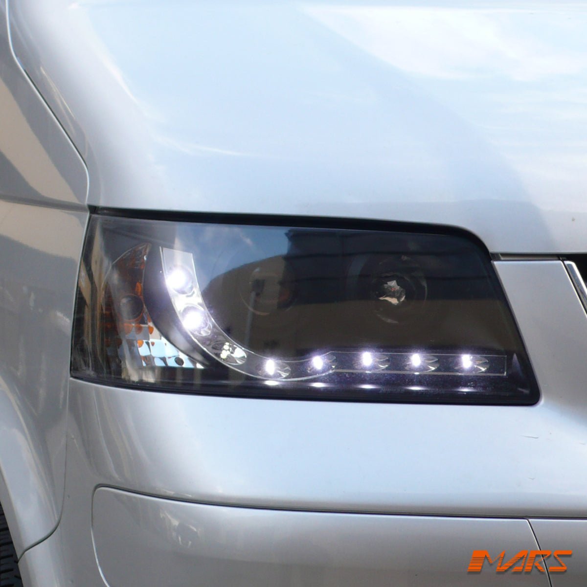Black LED DRL Projector Head Lights for VolksWagen VW Transporter & Multivan T5 2004 - 2010 - Mars Performance