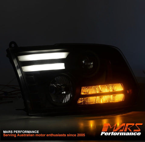 Black LED DRL Projector Head Lights with LED Indicators for RAM 1500 EXPRESS 2009 - 2022 - Mars Performance