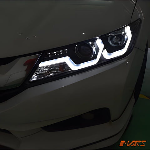 Black LED DRL Projector Head Lights with LED indicators for Toyota Corolla 2013 - 2016 Sedan - Mars Performance