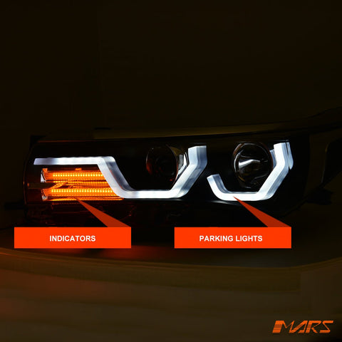 Black LED DRL Projector Head Lights with LED indicators for Toyota Corolla 2013 - 2016 Sedan - Mars Performance