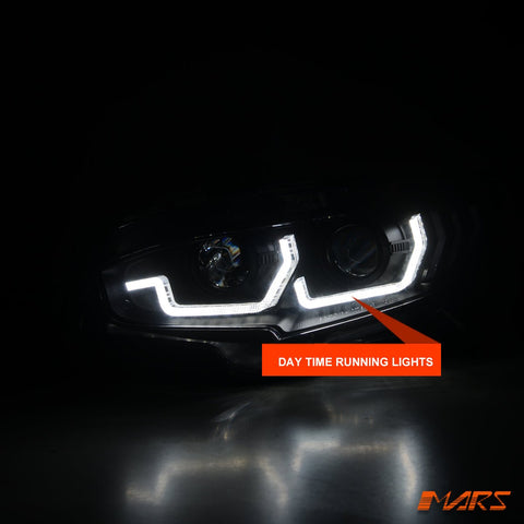 Black LED DRL Projector Head lights with Sequential Indicator for Honda Civic X 2016 - 2022 Sedan & Hatch VTI VTi - L VTi - S - Mars Performance