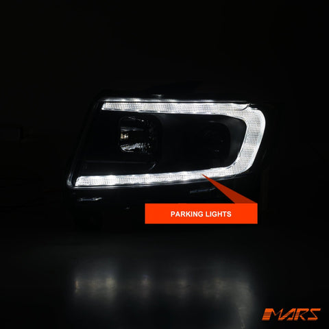 Black LED DRL Projector Head Lights with Sequential Indicators for JEEP GRAND CHEROKEE WK 2011 - 2013 - Mars Performance