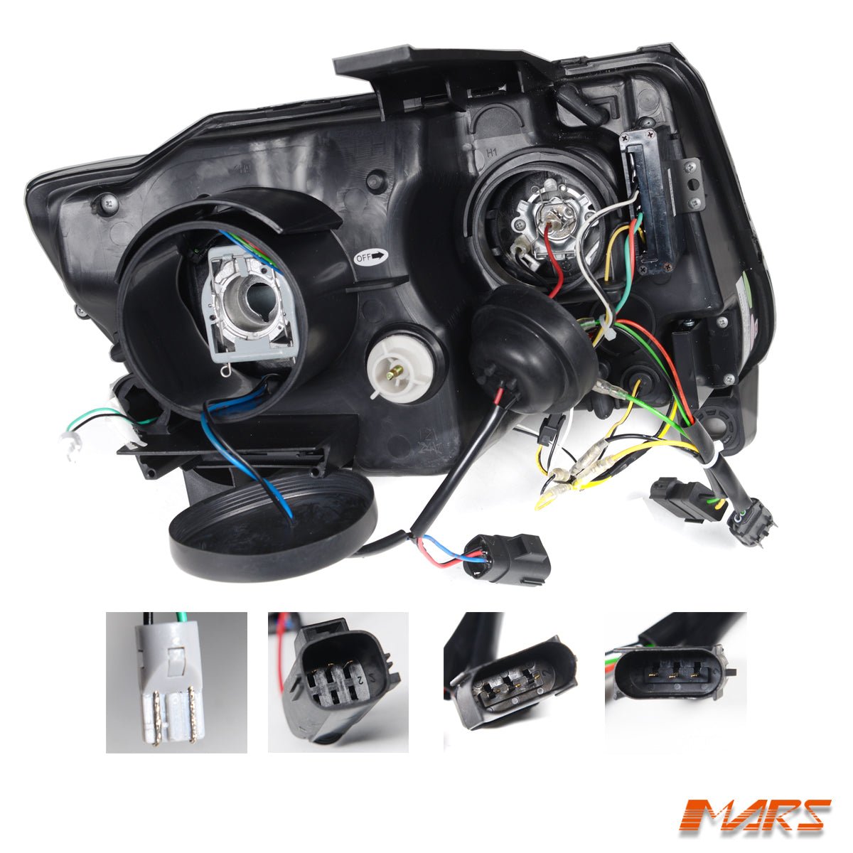Black LED DRL Projector Head Lights with Sequential Indicators for JEEP GRAND CHEROKEE WK 2011 - 2013 - Mars Performance