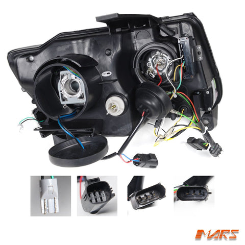 Black LED DRL Projector Head Lights with Sequential Indicators for JEEP GRAND CHEROKEE WK 2011 - 2013 - Mars Performance