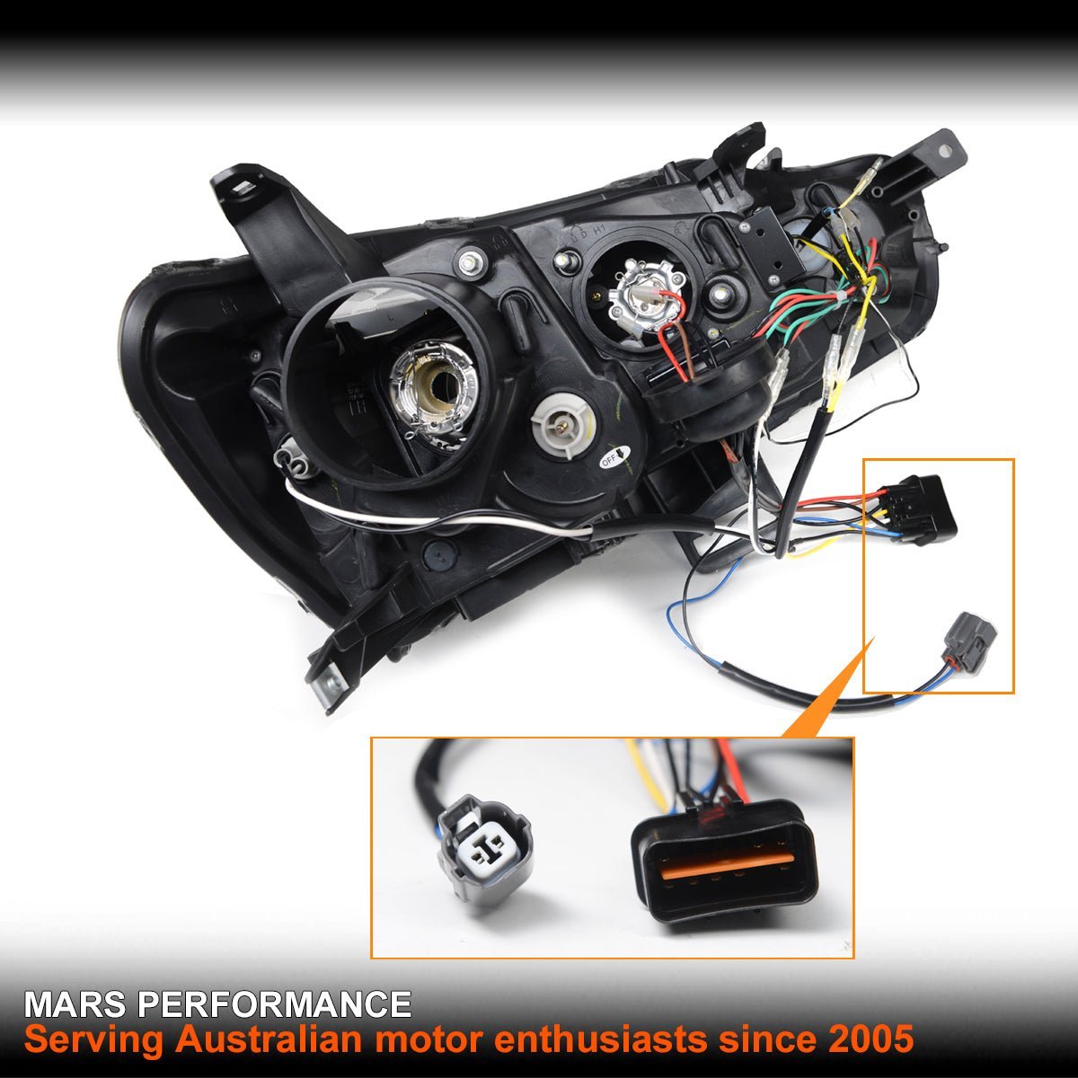 Black LED DRL Projector Head Lights with Sequential Indicators for Mitsubishi EVOLUTION X EVO 10 - Mars Performance