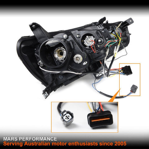 Black LED DRL Projector Head Lights with Sequential Indicators for Mitsubishi EVOLUTION X EVO 10 - Mars Performance