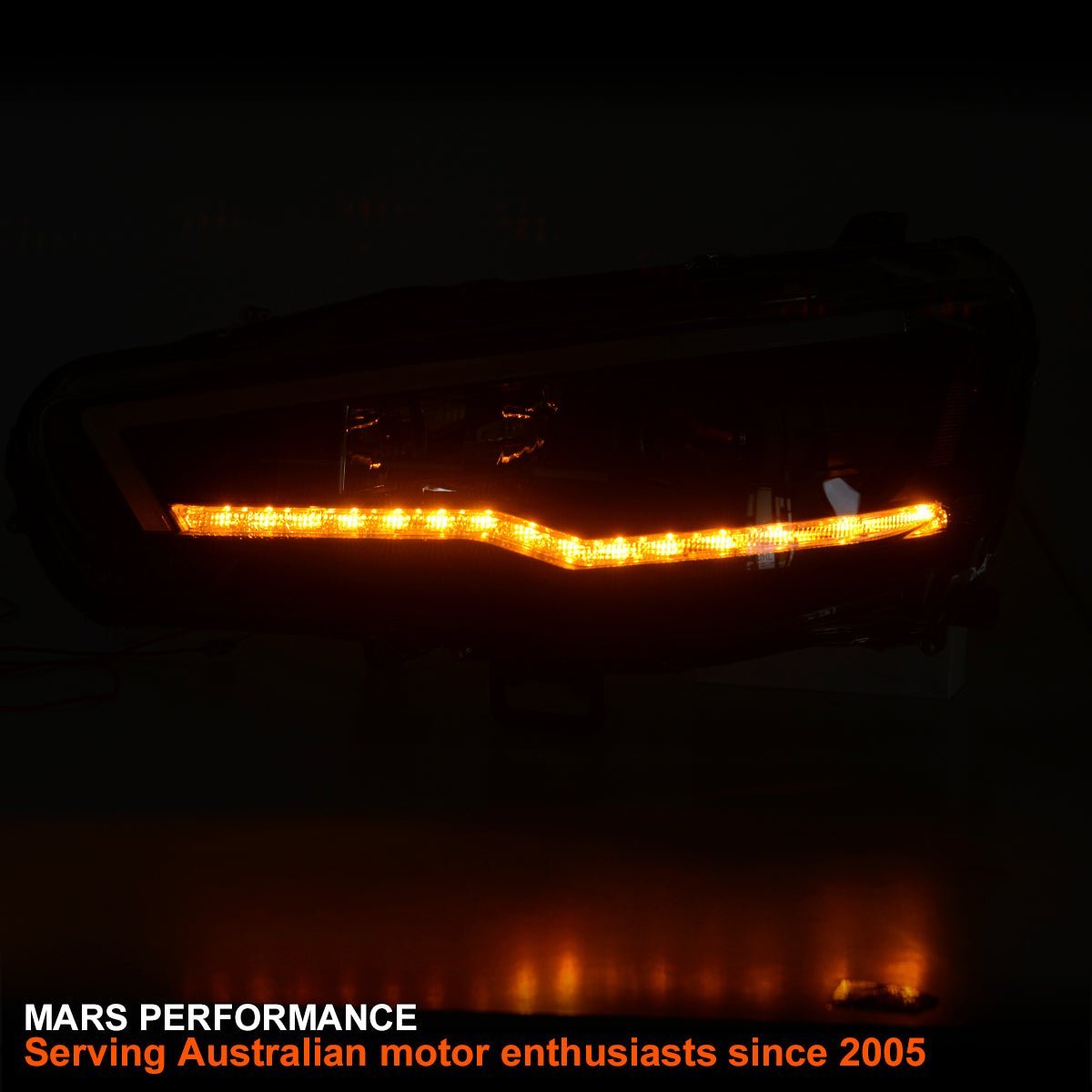 Black LED DRL Projector Head Lights with Sequential Indicators for Mitsubishi EVOLUTION X EVO 10 - Mars Performance