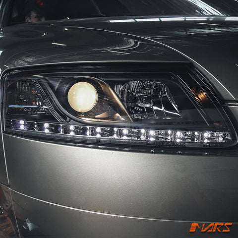 Black LED DRL Style Projector Head Lights for AUDI A6 2004 - 2011 C6 4F - Mars Performance