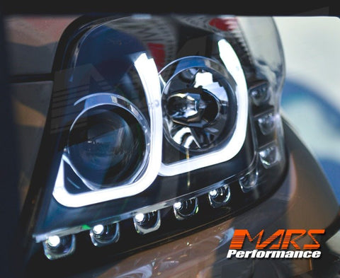 Black LED U Shape DRL Projector Head Lights for Toyota Land - Cruiser Prado 150 Series LC150 FJ150 2009 - 2013 - Mars Performance