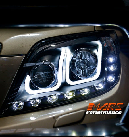 Black LED U Shape DRL Projector Head Lights for Toyota Land - Cruiser Prado 150 Series LC150 FJ150 2009 - 2013 - Mars Performance