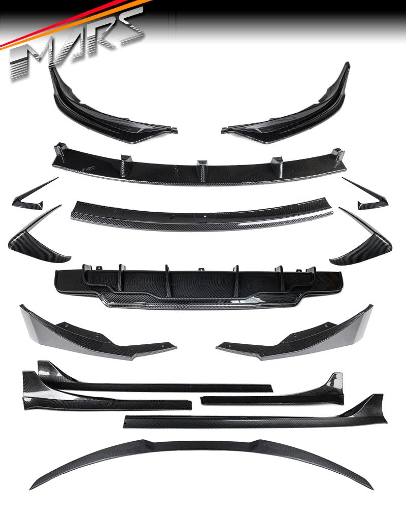 Carbon Print Aero DYNAMIC Bumper Splitters Lip Spoiler & Diffuser BodyKit for Tesla Model 3 2019 - 2023 - Mars Performance