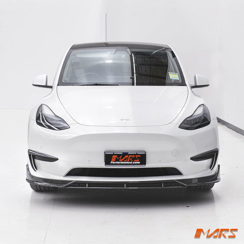 Carbon Print Aero DYNAMIC Lower Front Bumper bar Lip Spoiler BodyKit for Tesla Model Y 2022 - 2024 - Mars Performance