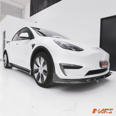 Carbon Print Aero DYNAMIC Lower Front Bumper bar Lip Spoiler BodyKit for Tesla Model Y 2022 - 2024 - Mars Performance