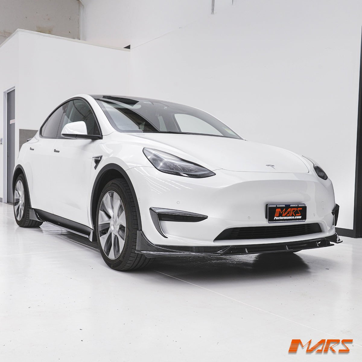 Carbon Print Aero DYNAMIC Lower Front Bumper bar Lip Spoiler BodyKit for Tesla Model Y 2022 - 2024 - Mars Performance