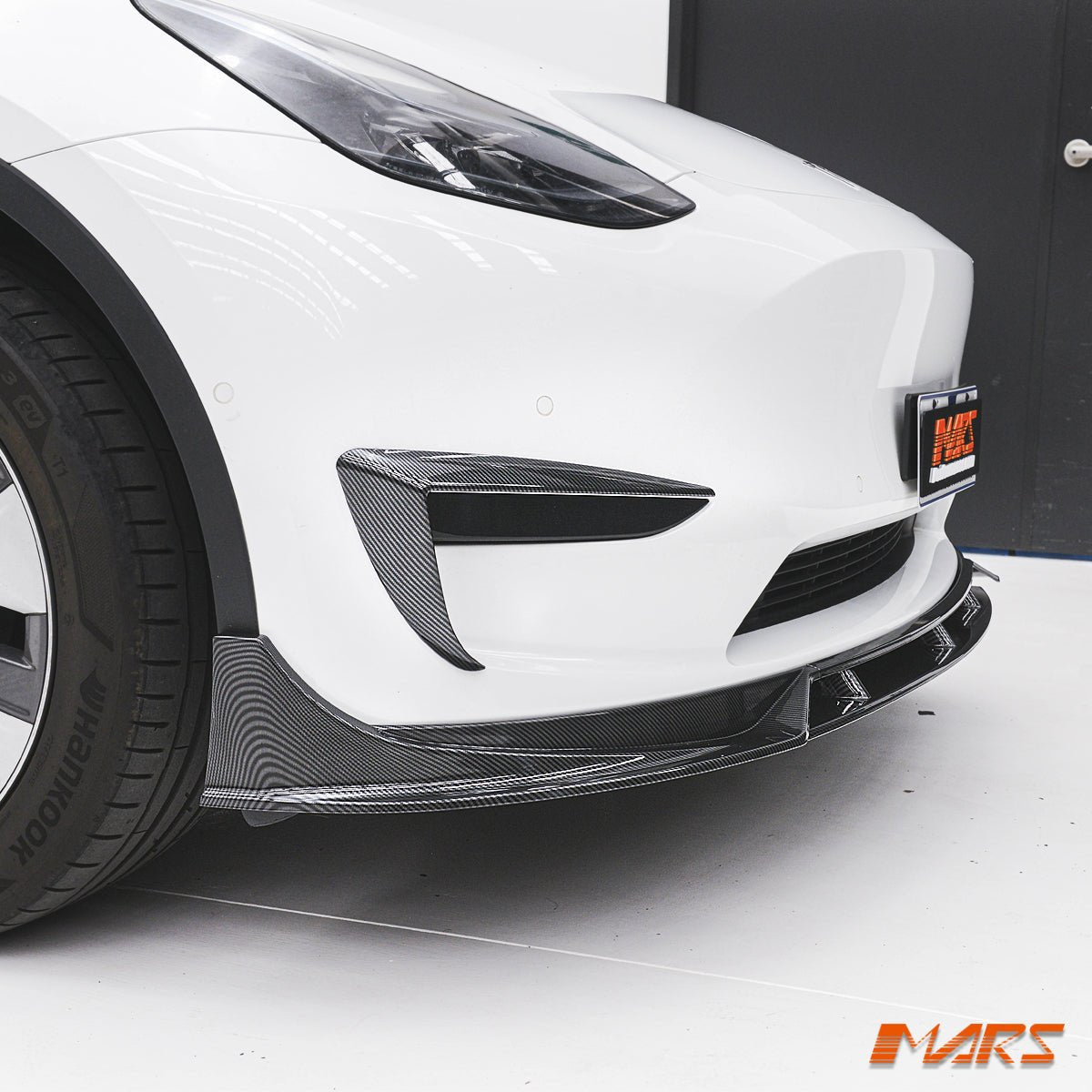 Carbon Print Aero DYNAMIC Lower Front Bumper bar Lip Spoiler BodyKit for Tesla Model Y 2022 - 2024 - Mars Performance