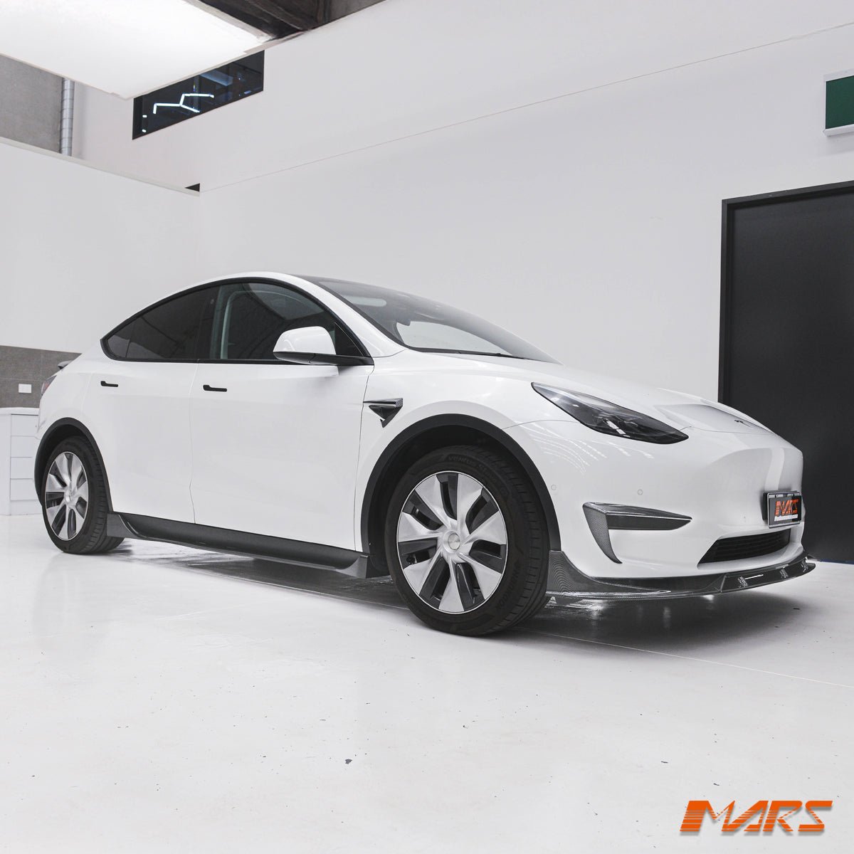 Carbon Print Aero DYNAMIC Lower Front Bumper bar Lip Spoiler BodyKit for Tesla Model Y 2022 - 2024 - Mars Performance