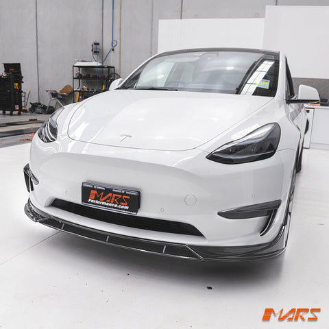Carbon Print Aero DYNAMIC Lower Front Bumper bar Lip Spoiler BodyKit for Tesla Model Y 2022 - 2024 - Mars Performance