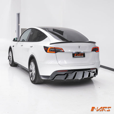 Carbon Print Aero DYNAMIC Rear Bumper Splitters Spoiler & Diffuser BodyKit for Tesla Model Y 2022 - 2024 - Mars Performance